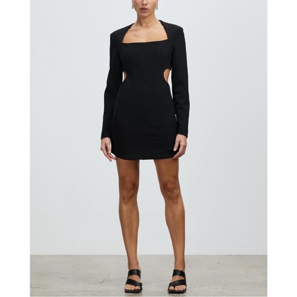 NWT MISHA KOSMA cutout long sleeve black mini dress size 6 - Picture 15 of 16